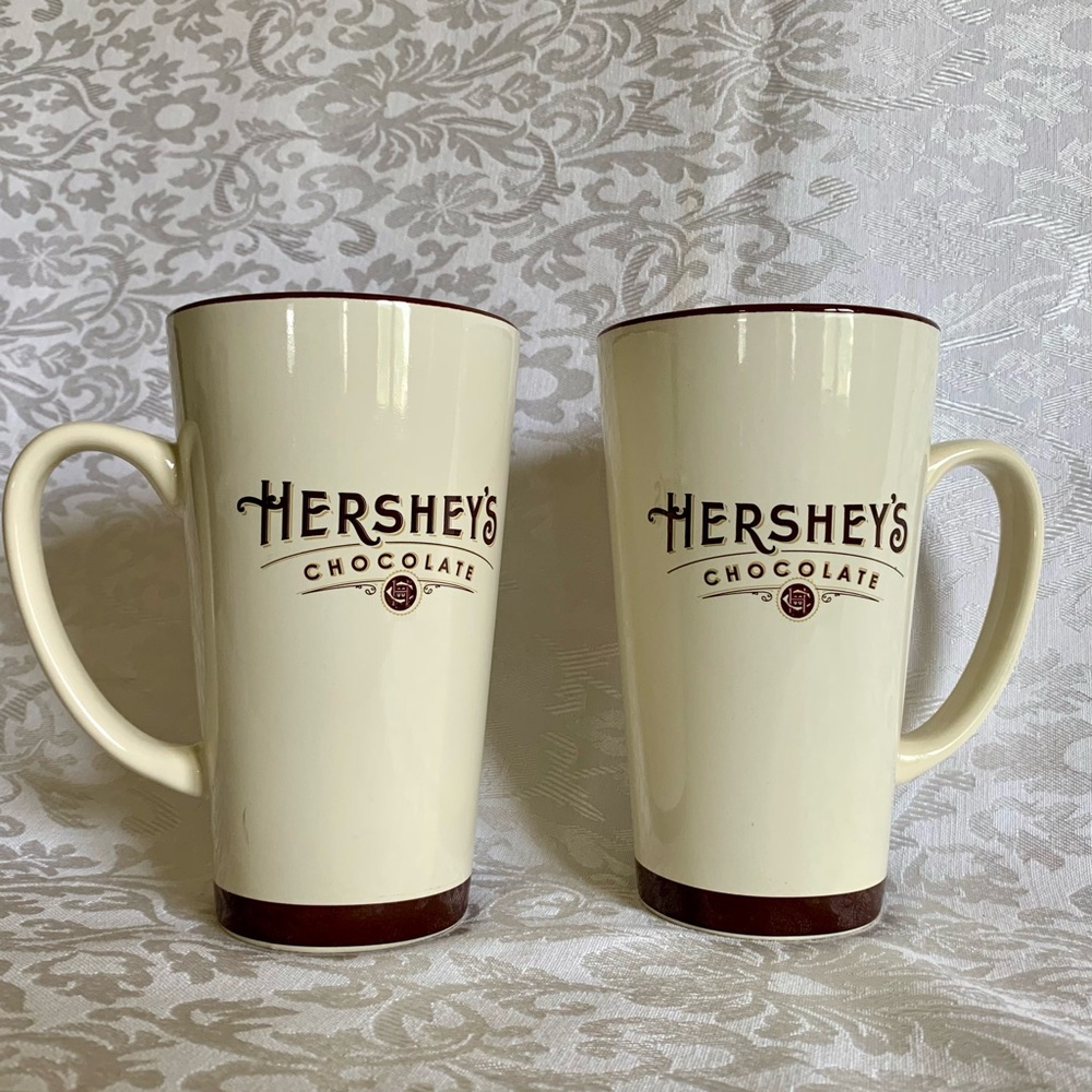 Hersheys Chocolate Cream & Brown Coffee Mug Hot Chocolate Galerie Brand Cup Pair